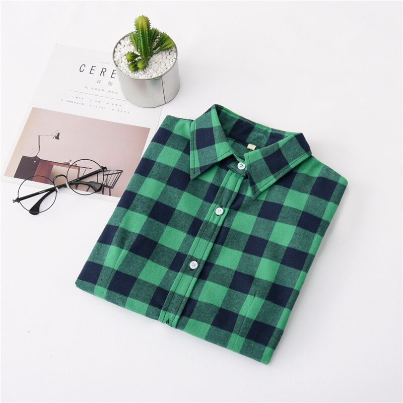 2020 New Women Blouses Brand New Excellent Quality Cotton 32style Plaid Shirt Women Casual Long Sleeve Shirt Tops Lady Clothes