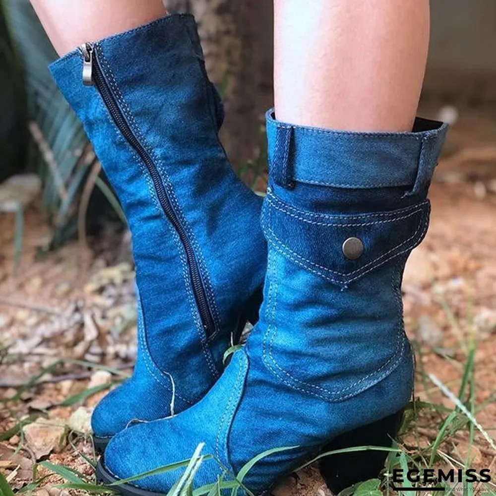 High Heel Zipper Cowboy Boots | EGEMISS