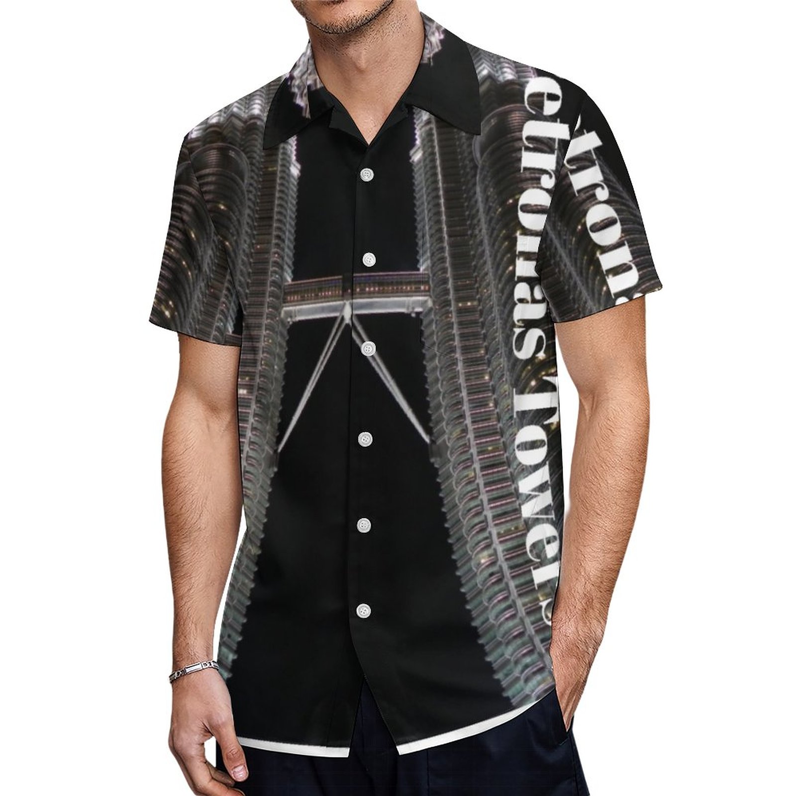 Kuala Lumpur Petronas Towers Hawaiian Shirt Mens Button Down Plus Size Tropical Hawaii Beach Shirts