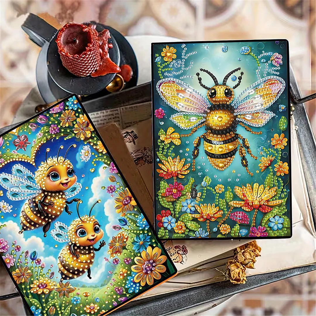 2pcs Bee Partial DIY 50 Pages A5 Diamond Painting Notebook for Study Drawing