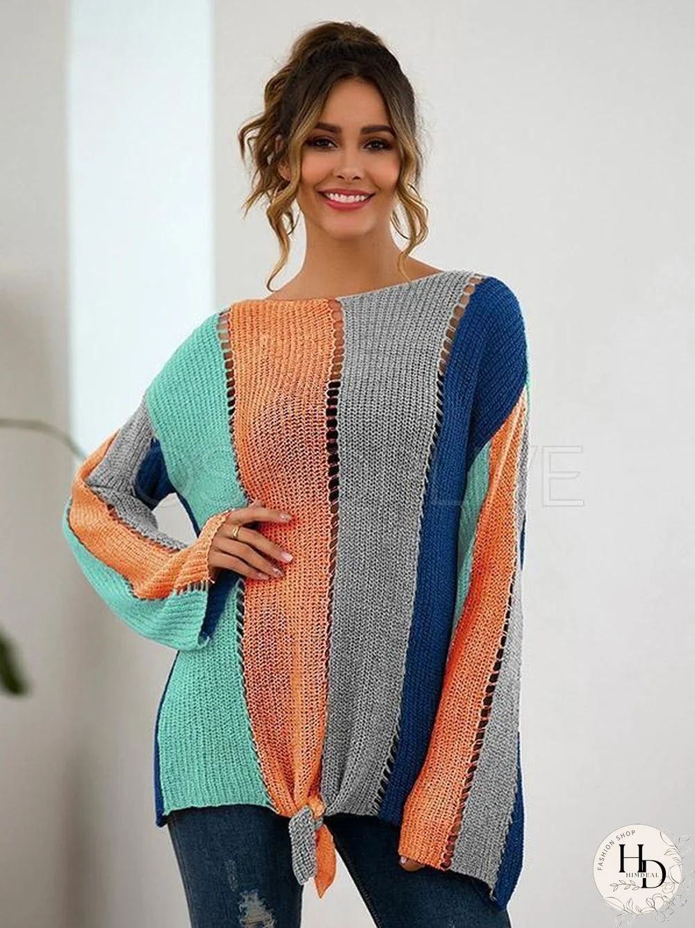 Color-block Loose Bandge Sweater