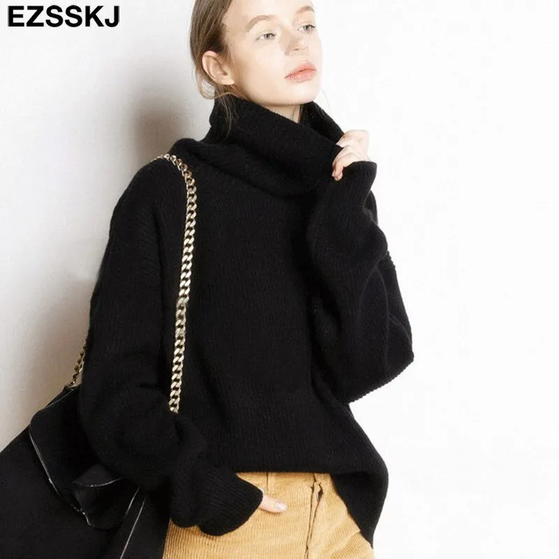 EZSSKJ Soft oversized Cashmere Sweaters Women 2021 puff sleeve Winter sweater Pullovers Loose Female  Warm Basic sweater Jumper