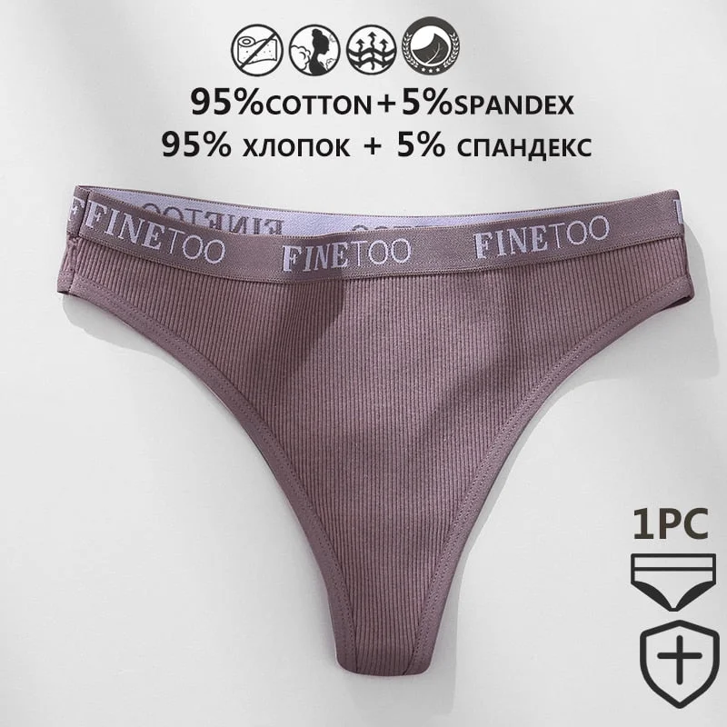 FINETOO 1/2PCS G-string Women Cotton Thongs M-XL Design Letter Femme Underwear Sexy Panties Underpants Thong Pantys Lingerie