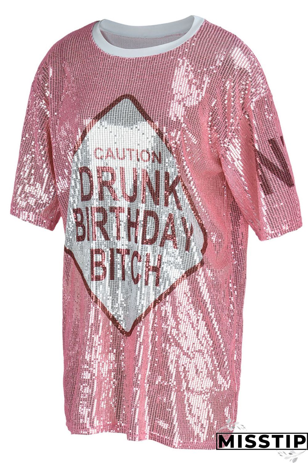 Rose Red Fashion Casual Patchwork Sequins O Neck A Line Dresses