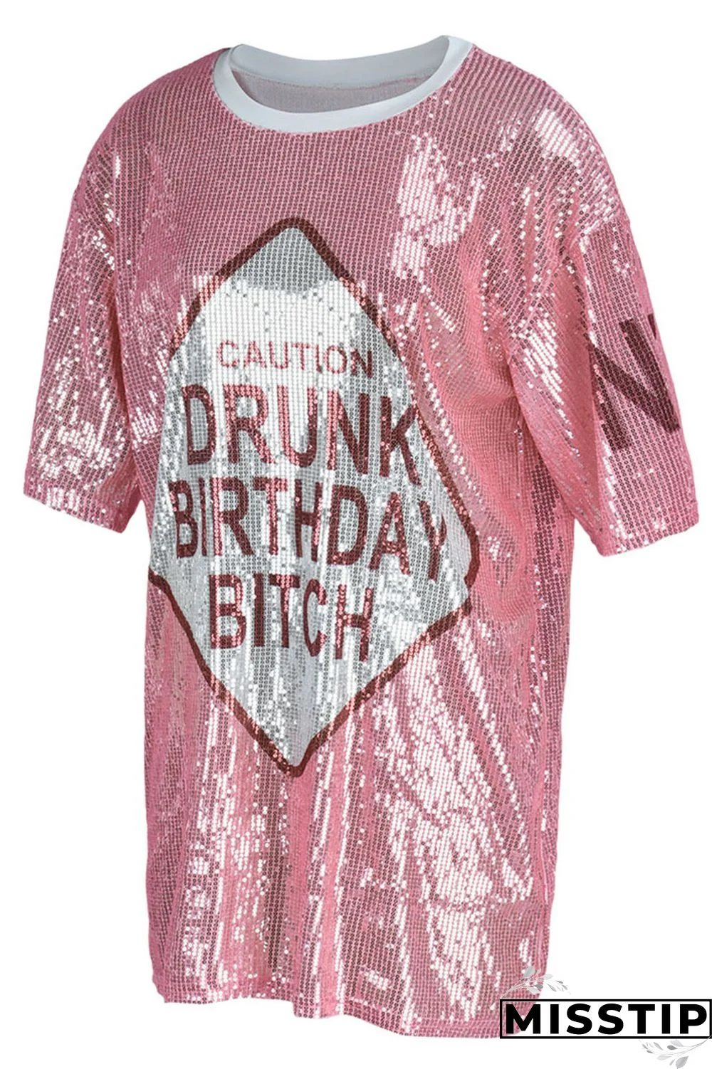 Rose Red Fashion Casual Patchwork Sequins O Neck A Line Dresses