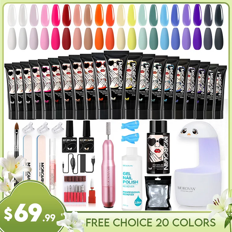 Free Choice 20 From 120+ Colors Poly Gel Professional Kit