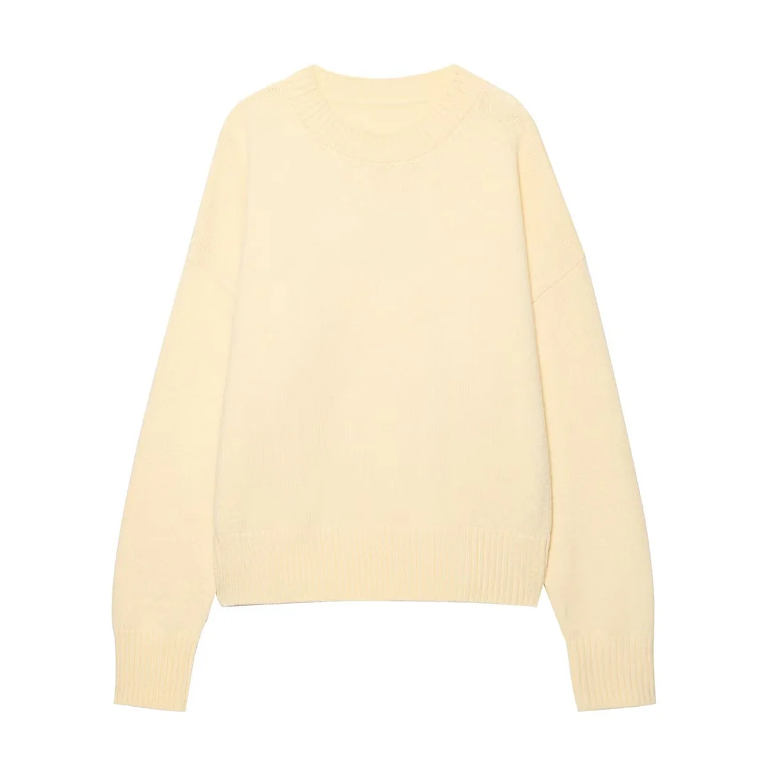 Nigikala Nigikala Women's New Fashion Simple Round Collar Collar Soft Knit Shirt 2142186