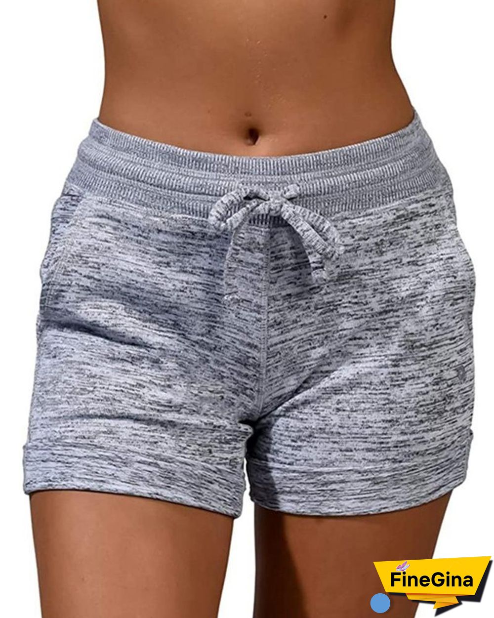 Plain Drawstring Basic Yoga Shorts