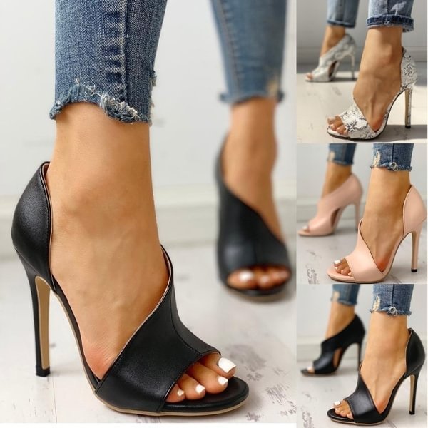 Summer Serpentine Sandals Fashion Women Heeled Peep Toe 8CM Heel High Heels Sandals Lady Slingback Women Shoes - Shop Trendy Women's Clothing | LoverChic