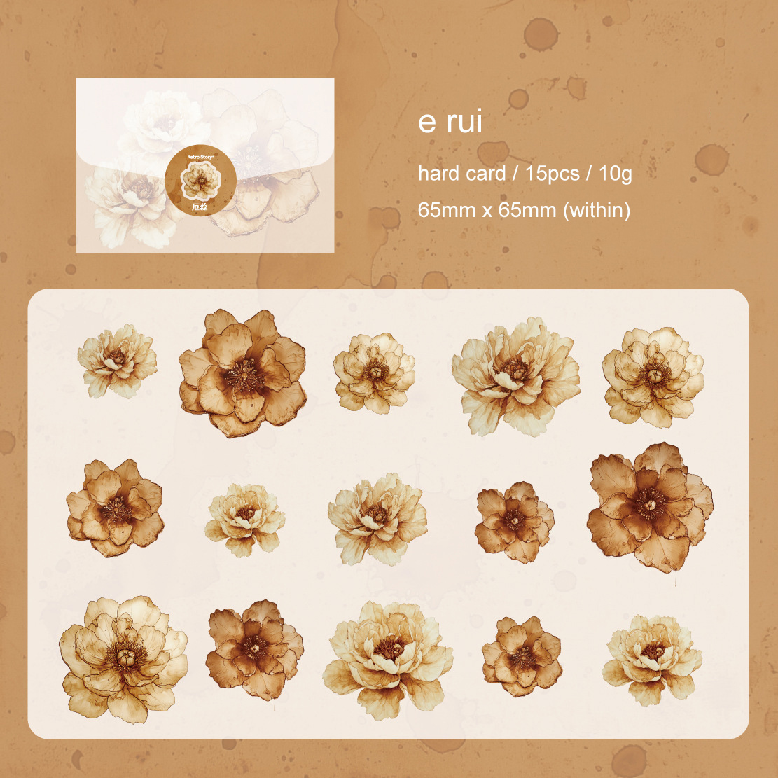 Sticker - Dry Stain Series Vintage Smudge Flower Butterfly Landscape 