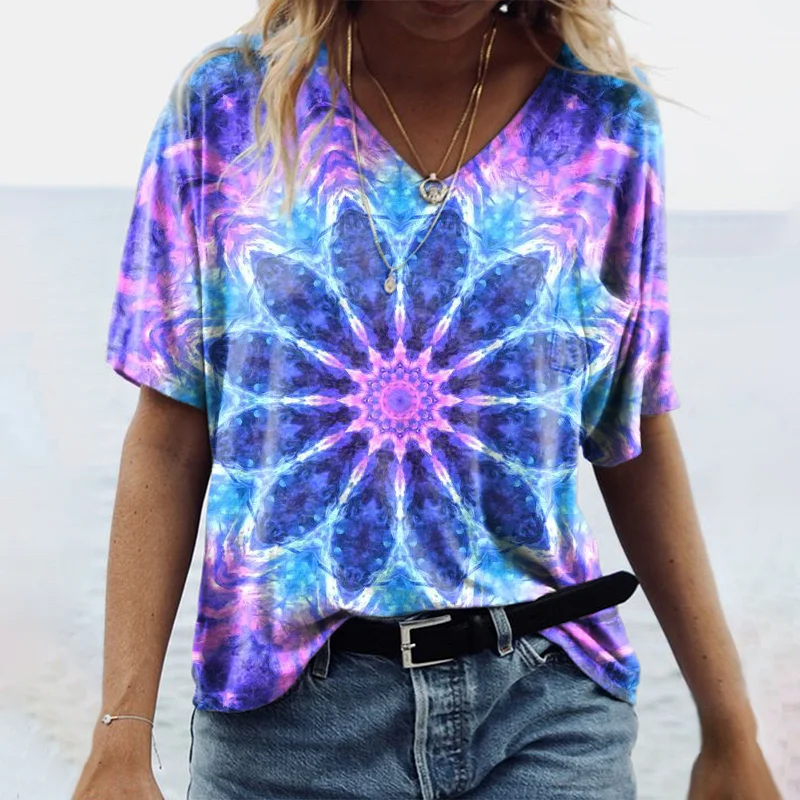 Women's tie-dye floral graphic tees  