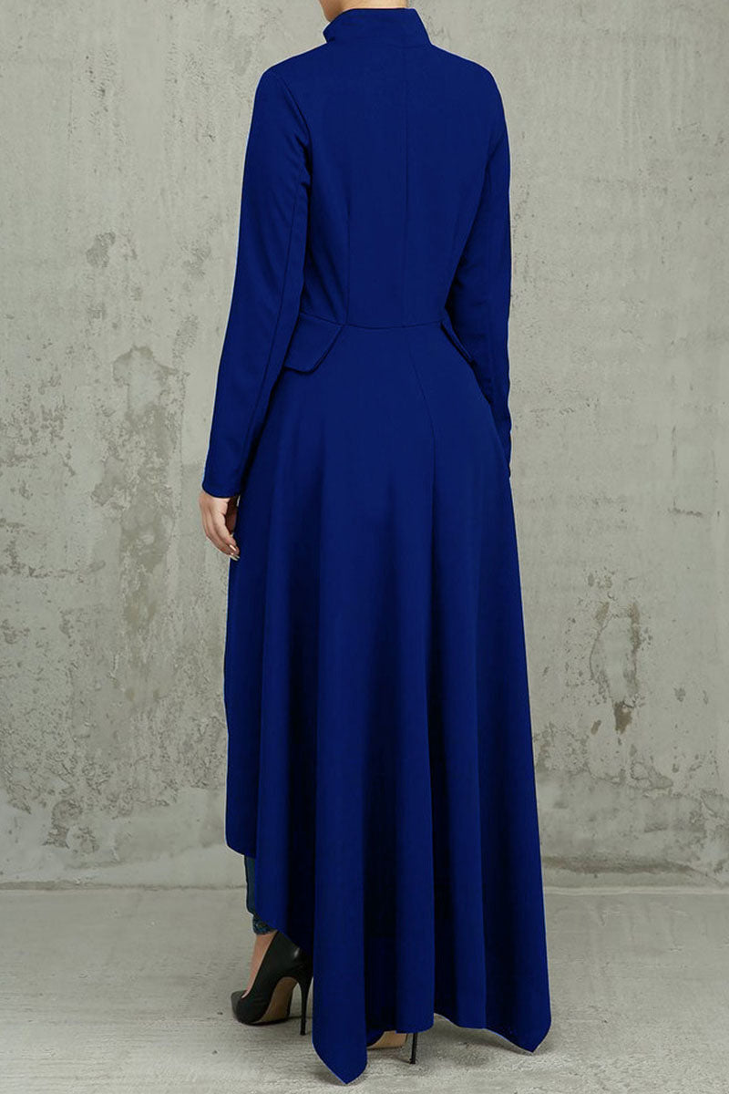 Casual Solid Split Joint Asymmetrical Zipper Irregular Dress Dresses