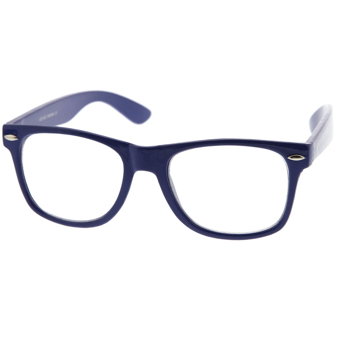 Retro Wide Temple Clear Lens Horn Rimmed Eyeglasses 54mm