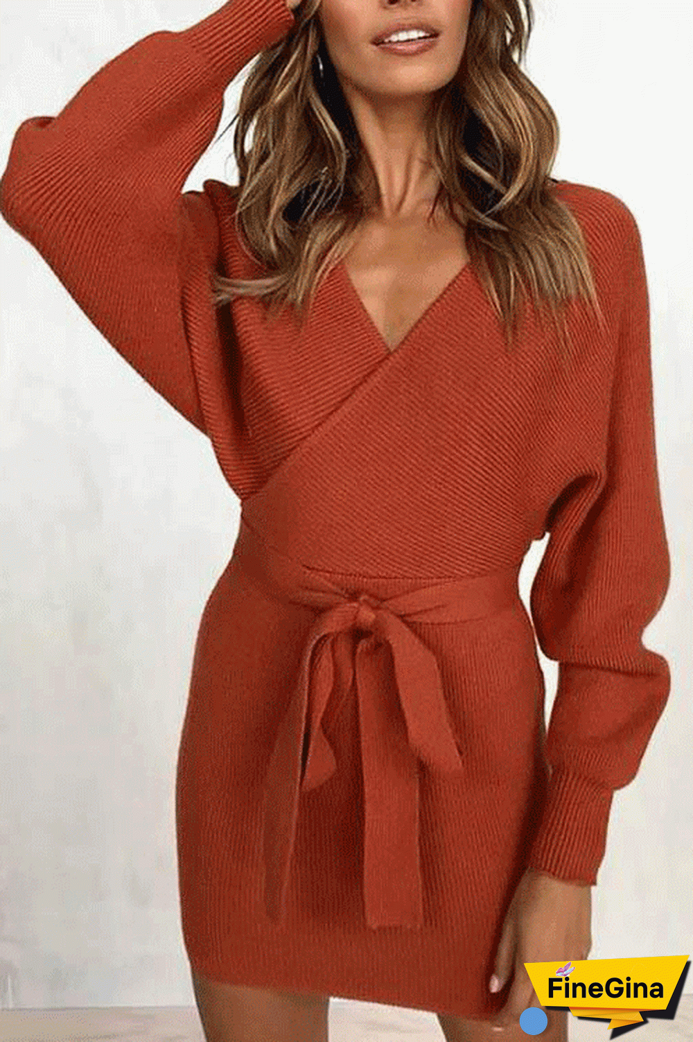 FineGina Knitwear Sexy Bag Hip Dress(5 colours)