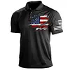 Men's T-Shirt Polo Vintage American Flag Independence Day Short Sleeve Outdoor Summer Daily Top Navy Blue Black Khaki by Inlyline