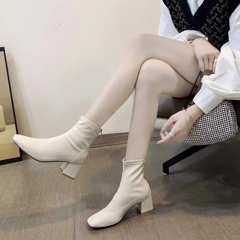 Breakj Breakj Version Of The Head Thick And Short Boots Woman New Fashion Zipper High And Martin Boots
