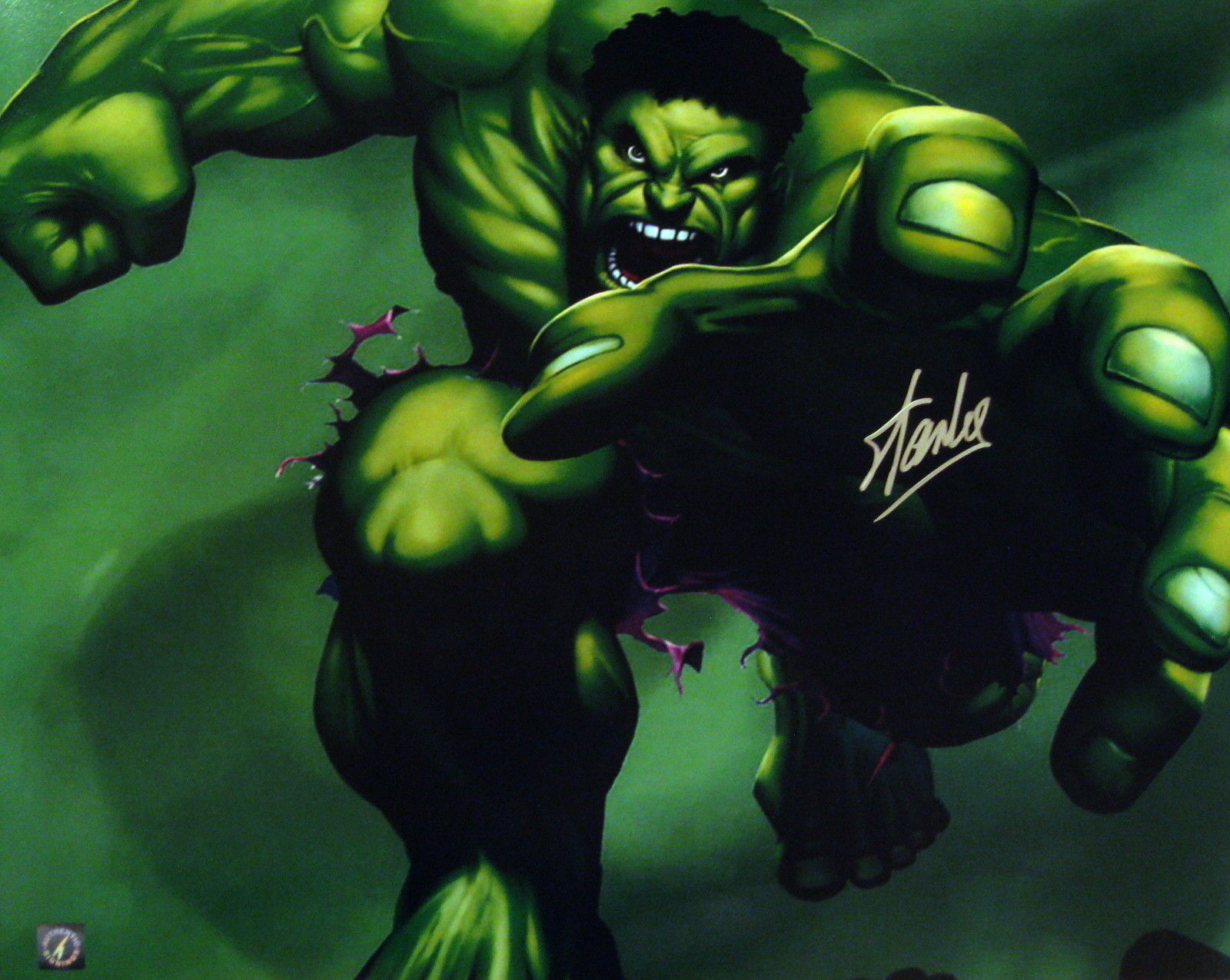 Stan Lee Autographed Incredible Hulk Marvel Super Hero 16x20 Photo Poster painting ASI Proof