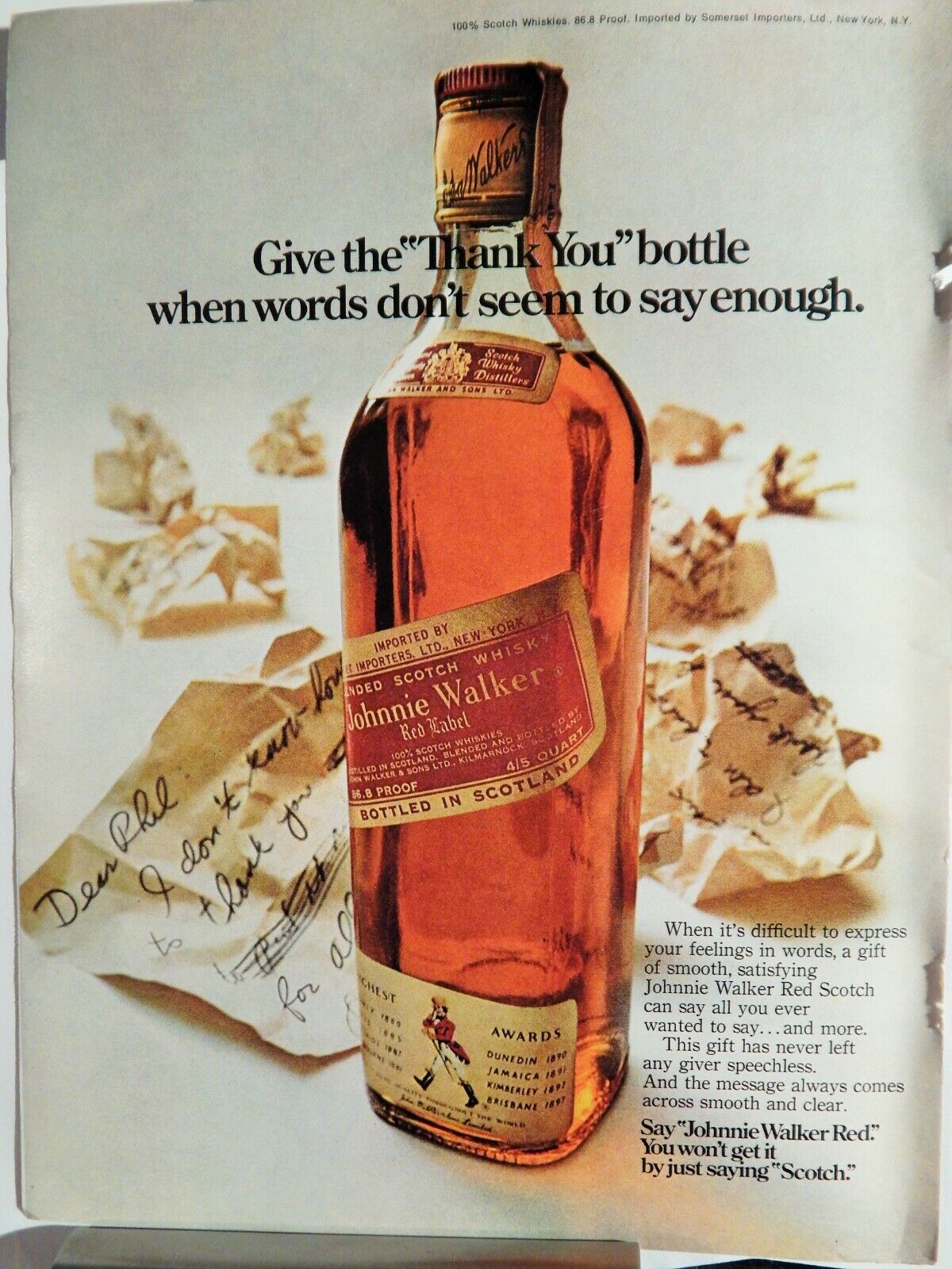 JOHNNY WALKER RED SCOTCH / PLAYBOY COVER VTG 1973 Photo Poster painting AD, SOUGHT EPHEMERA