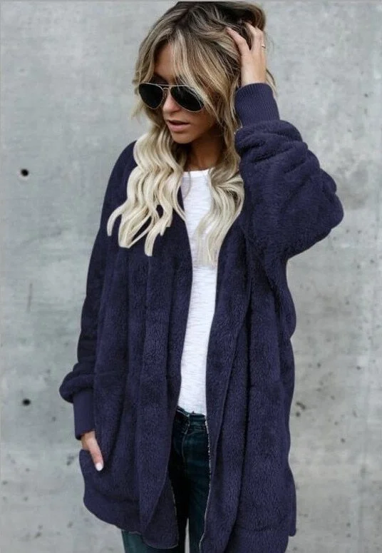 2021 plush warm top mid-length double-sided anti-fur coat oversized sweatshirt
