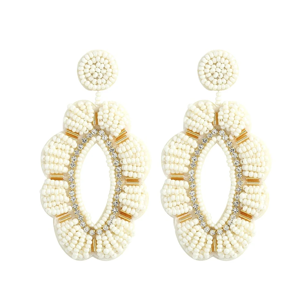 Dvacaman Cute Colorful Rhinestone Cactus Earrings for Women Boho Handmade Green Beaded Cactus Drop Dangle Earrings Jewelry Party