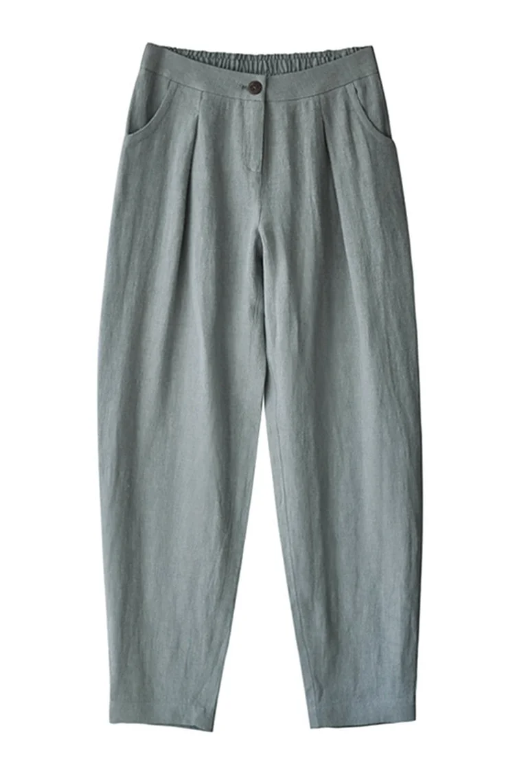 Women Long Cotton Linen Pencil Pants Loose Turnip Pants