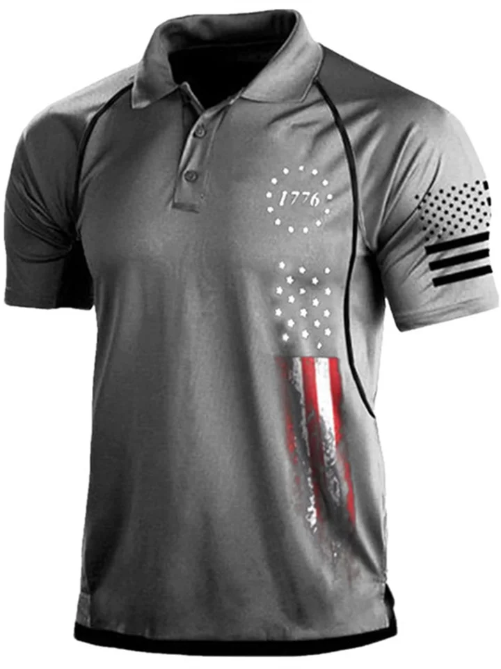 Men's Polo Shirt Golf Shirt Star Turndown Black White Army Green Navy Blue Dark Green 3D Print Street Daily Short Sleeve 3D Button-Down Clothing Apparel Fashion Casual Comfortable-Cosfine
