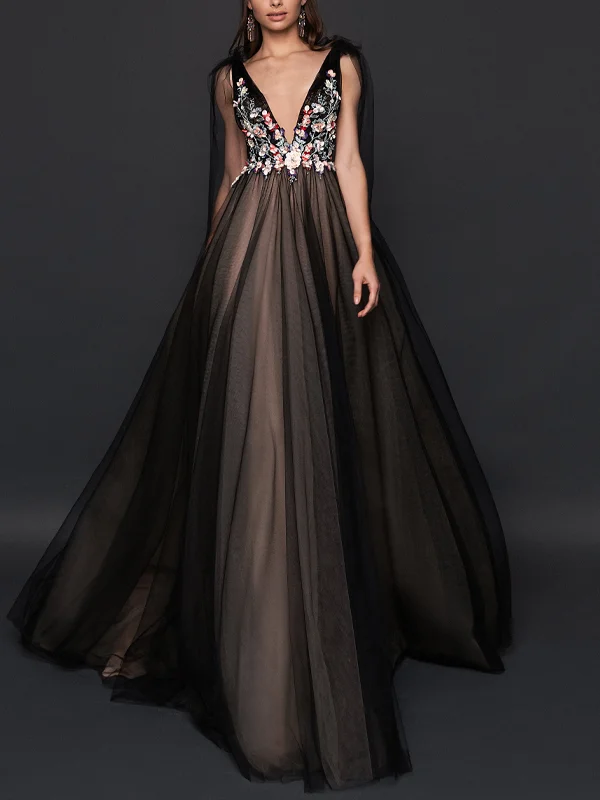 V-neck Tie Solid Color Maxi Dress