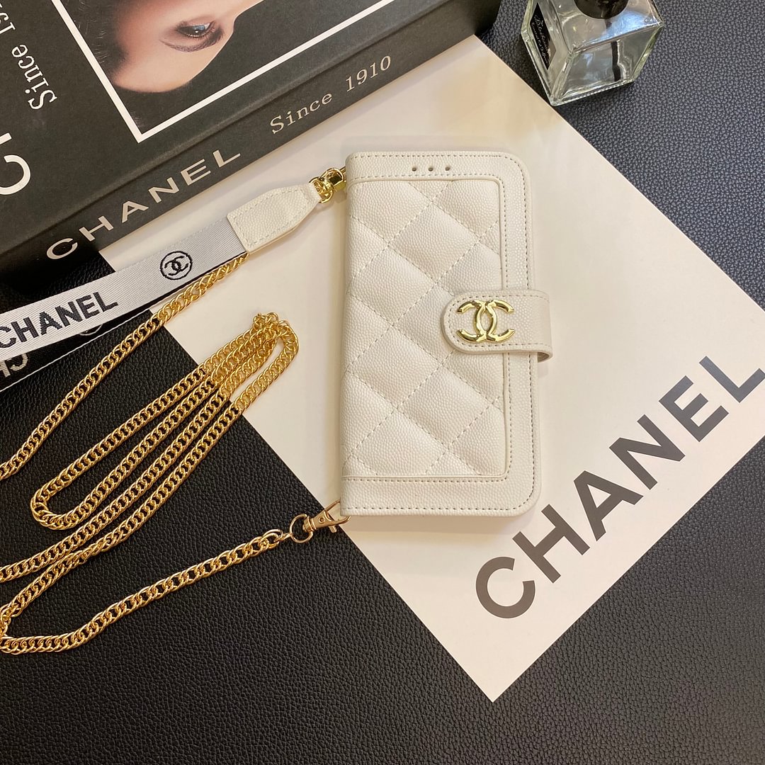 Chanel Genuine Leather Wallet Leather Crossbody Bag Apple iPhone Case