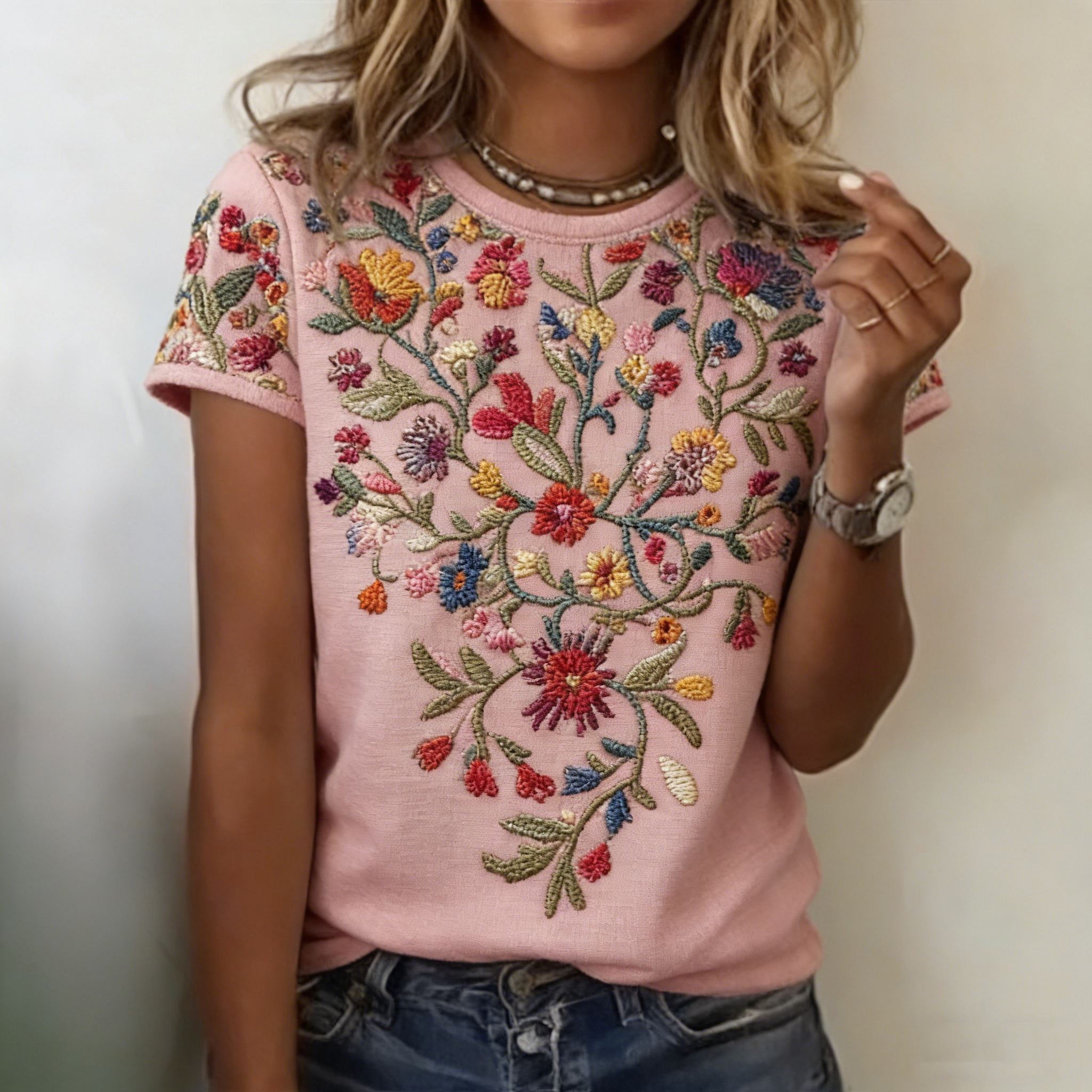 Women's Vintage Floral Short-sleeve T-shirt elevenforest