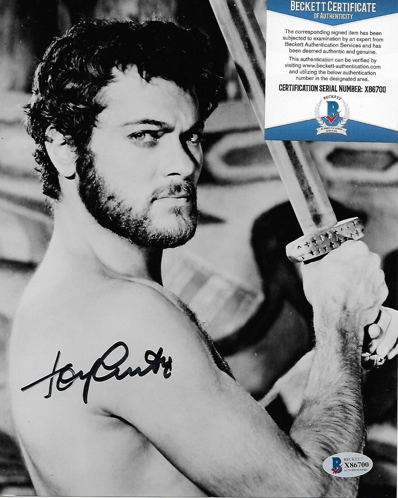 Tony Curtis The Vikings (1925-2010) Original Signed 8X10 Photo Poster painting w/Beckett COA