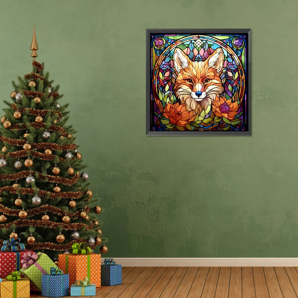 Diamond Painting - Full Round Drill - Stained Glass Fox(Canvas|30*30cm)