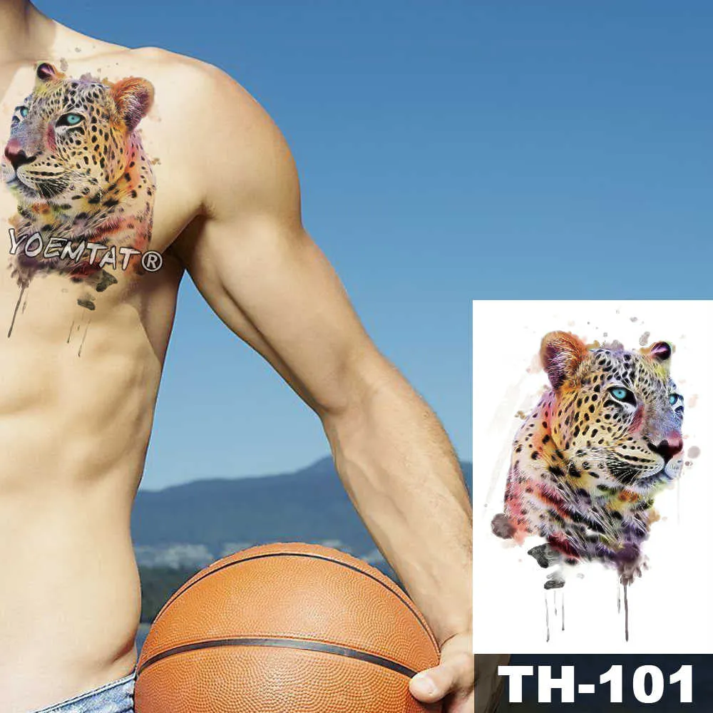 1 Sheet Animal Fake Tattoo Sticker Wolf Tiger Fox Cool Temporary Waterproof Body Art Tatoo Colored Draw For Women Men