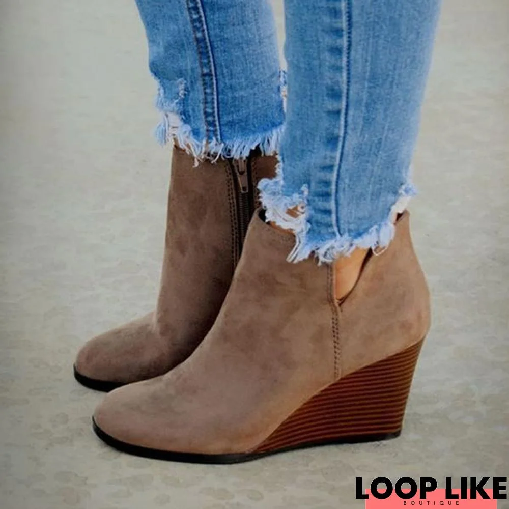 Side Slit Wedge Booties