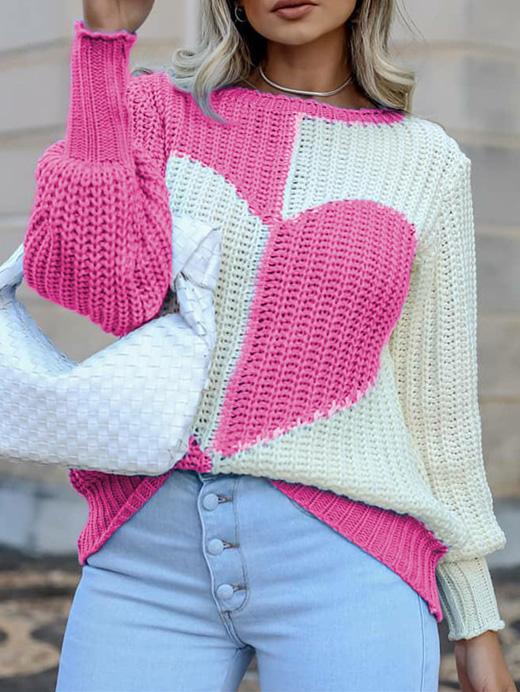 Women's Knitted Long Sleeve Scoop Neck Sweater