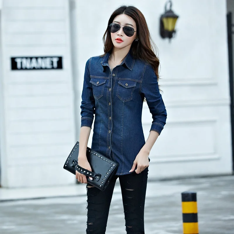 Jeans Jackets Women 2019 Autumn Ladies Jacket Coats Female Blue Long Sleeve Fashion Jaqueta Feminina Chaqueta Slim Denim Jacket