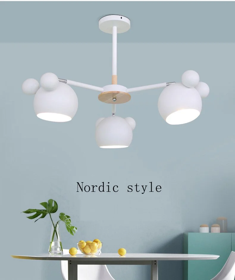 Children's Chandelier Wood Mouse Hang Wall Lamp Nordic Modern Minimalist Fashion Cartoon Creative Solid Corridor Bedroom