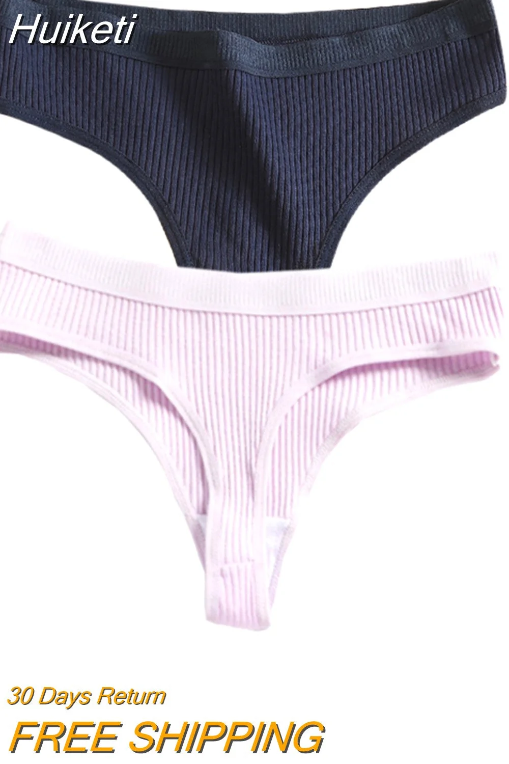 Huiketi Sexy Women Thong Cotton Panties Female Low Waist Thongs Thread Solid Color Underpants Comfortable Intimate G-String