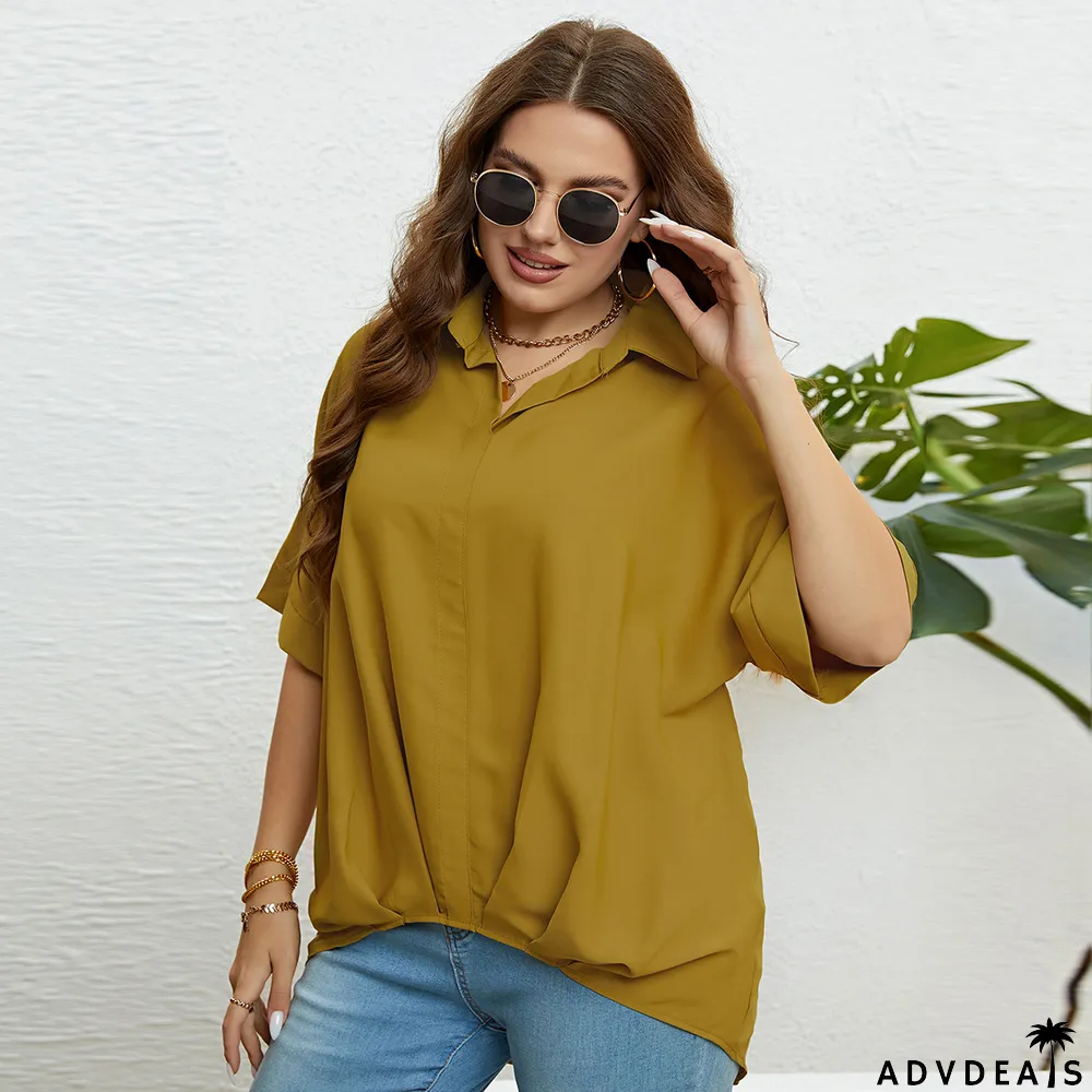 Women's Summer V Neck Slim Fit Half Sleeves Plus Size Top