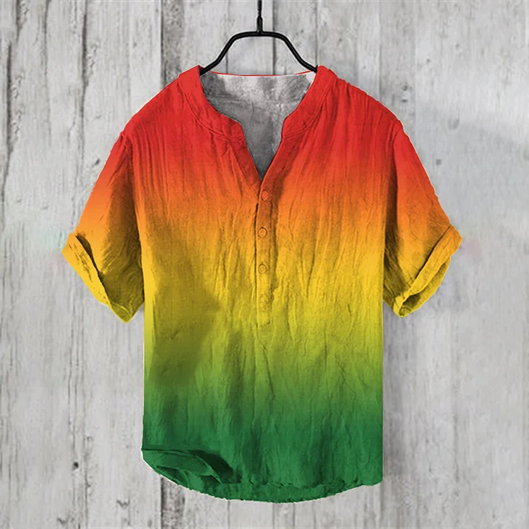 Men's Rasta Watercolor Art  Linen Blend Shirt
