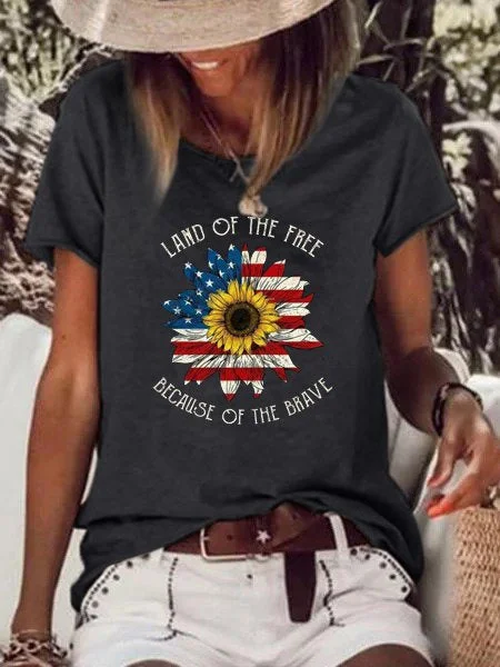 Women Short Sleeve Scoop Neck Floral Printed Tops
