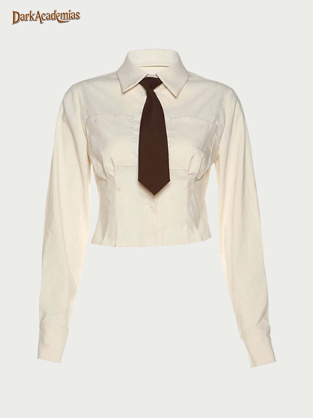 Vintage Texture Cropped Shirt (tie Included)