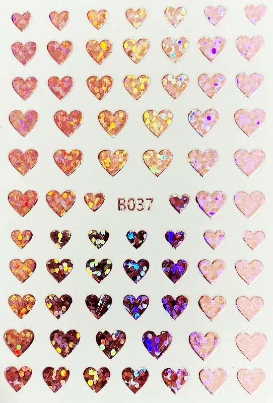 Black Red 3D Nail Sticker Self Adhesive Love Heart Star Butterfly Flower Nail Decals Slider DIY Nail Art Decoration-Nail Inspo