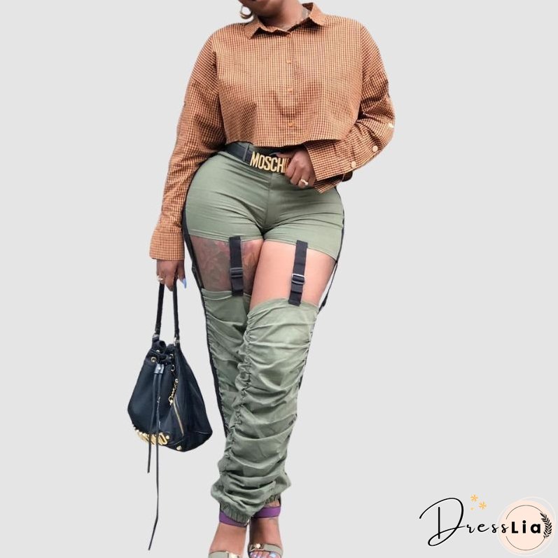 Pleated Adjust Buckle Suspender Pants