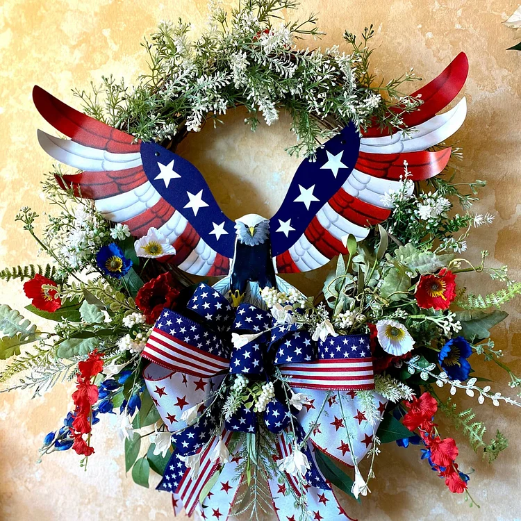 💖Early Birds Sale💖Eagle Wreath for front Door,4th of July Decor,Summer Patriotic Decor ,American Eagle Wreath, Summer Patriotic Wreath ,Twig Patriotic Wreath