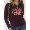 Paper Cut Printed Long Sleeve Top