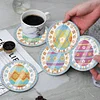 (US Only)6 Pcs Easter Washable Special Shape Diamond Painting Coaster with Holder (Egg)
