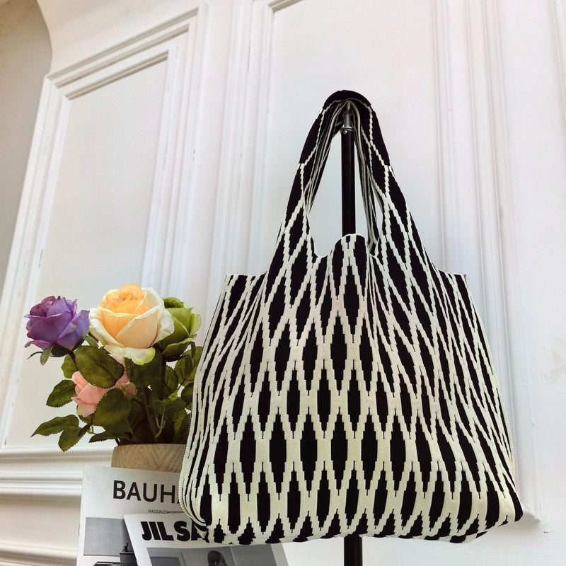 Women’s Large Polyester Letter Color Block Streetwear Square Open Shoulder Bag