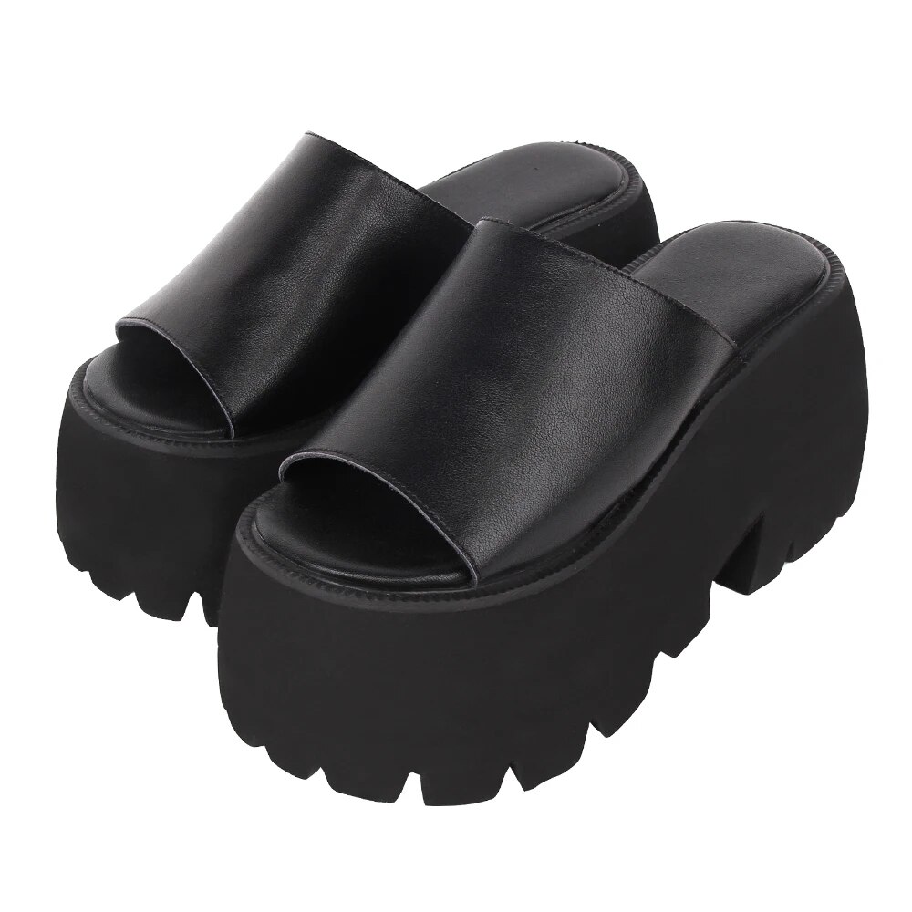 TAAFO Woman Sandals Genuine Leather Shoes Lady High Heels Pumps Platform Girl Dress Party Sandals 10cm