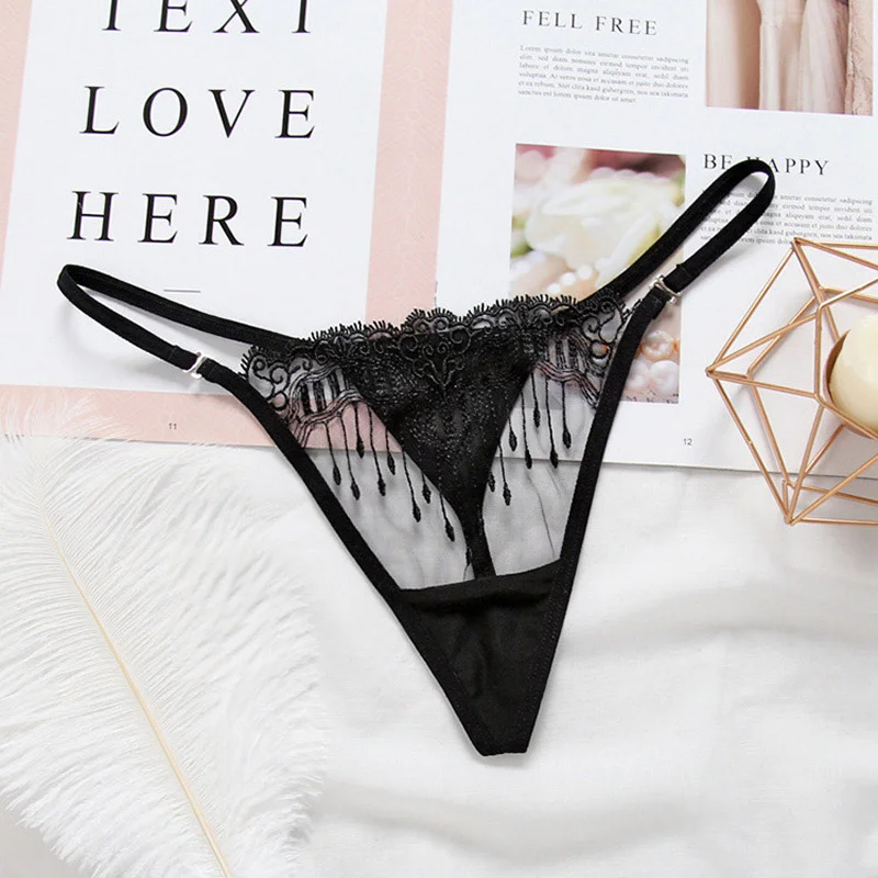 Billionm ! Sexy Lady Panties Thong Embroidery Transparent G String Sexy Women Underwear Seamless Sexy Panty Female Underpants T-back