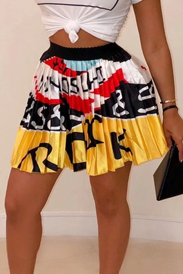 Casual Printed Drape Design Skirt
